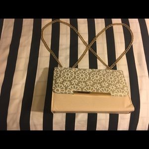 Chains lace color block bag